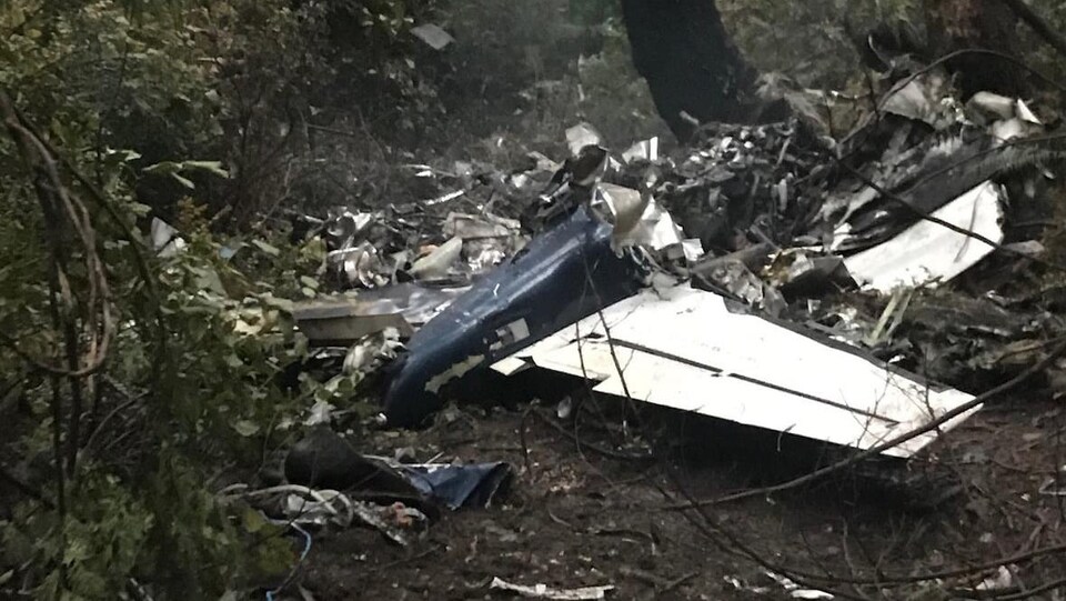 Un avion écrasé au sol.