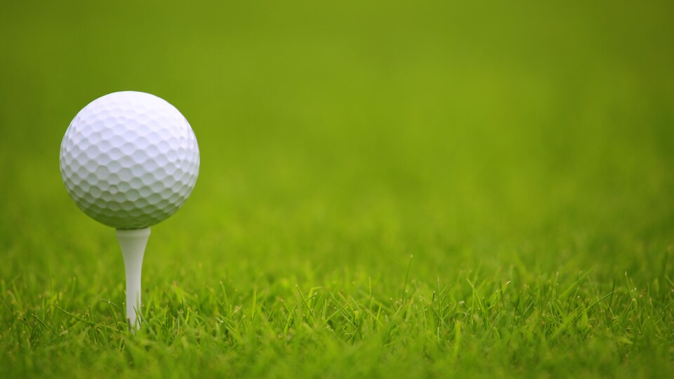 Une balle de golf sur un tee.