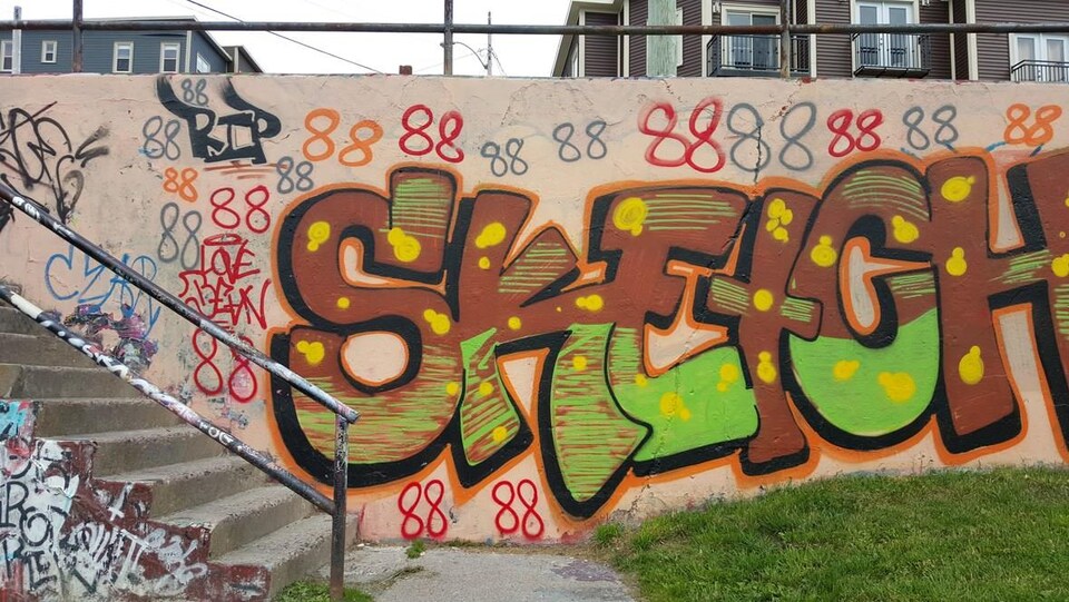 Une série de « 88 », un symbole suprémaciste blanc, avaient été peints sur un mur de béton dans un quartier résidentiel.