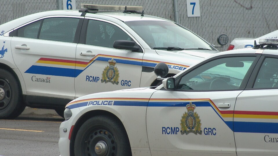 Des auto-patrouilles de la Gendarmerie royale du Canada garées dans un stationnement.