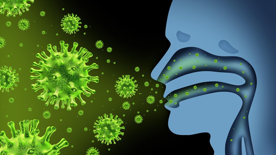 Illustration artistique d'une personne porteuse du virus de la grippe.