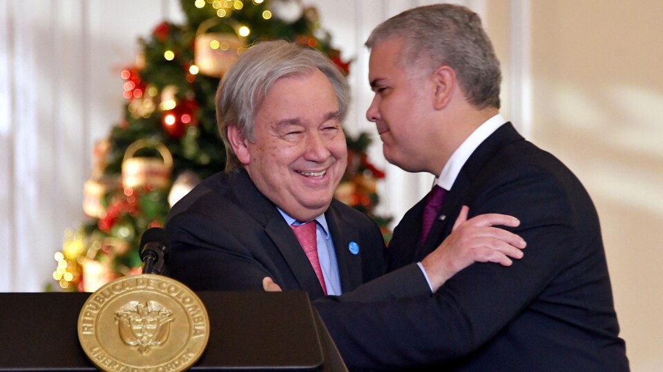 Antonio Guterres et Ivan Duque.
