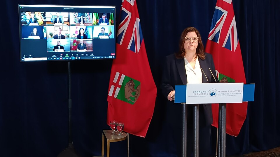 La première ministre du Manitoba, Heather Stefanson, à l'hôtel Fort Garry, à Winnipeg, le 9 décembre 2022.