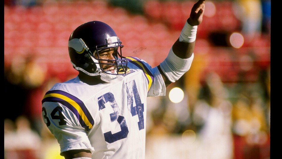 Herschel Walker, en 1989, alors qu'il portait l'uniforme des Vikings du Minnesota dans la NFL.