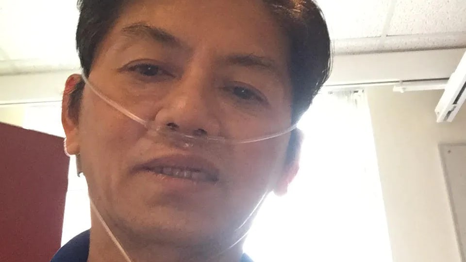 Hien Thach sous assistance respiratoire à l'hôpital.
