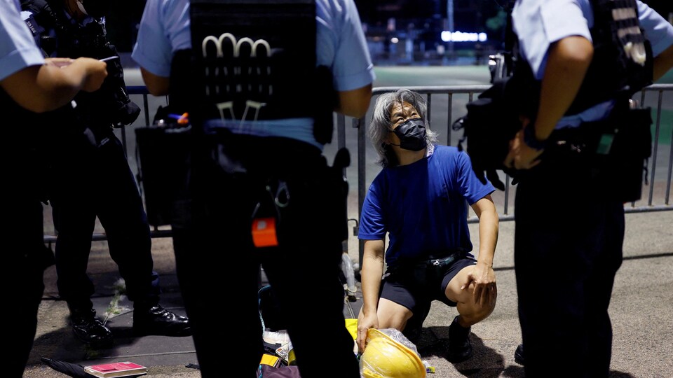 Police searched for a man in Victoria Park in Hong Kong.