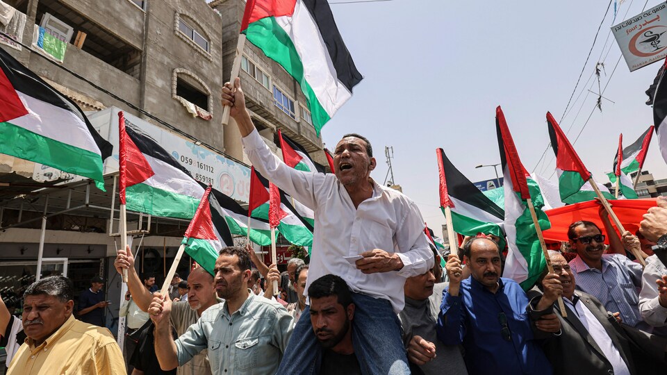 People waving the flag.