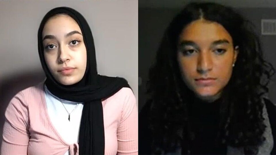 Le portrait juxtaposé de deux femmes.