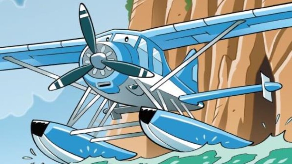 un dessin d'hydravion personnifié.