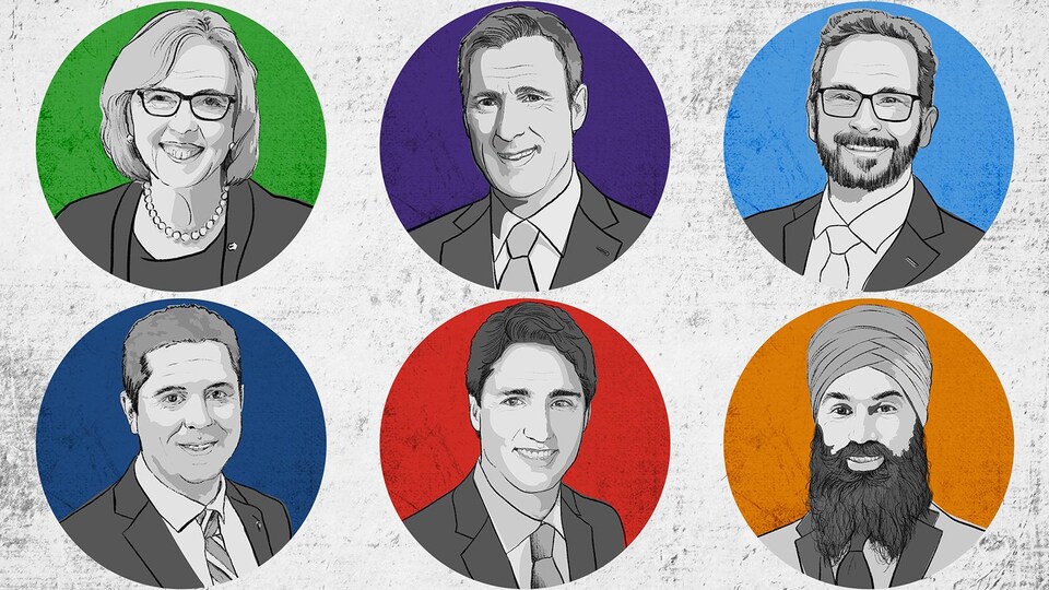 Illustration des 6 chefs des partis politiques fédéraux