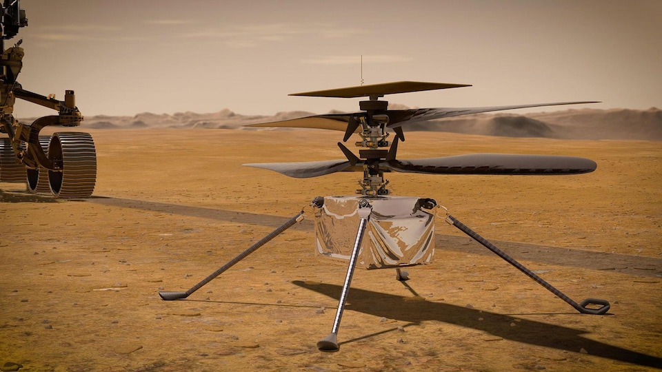 Une illustration fournie par la NASA de l'hélicoptère martien Ingenuity.