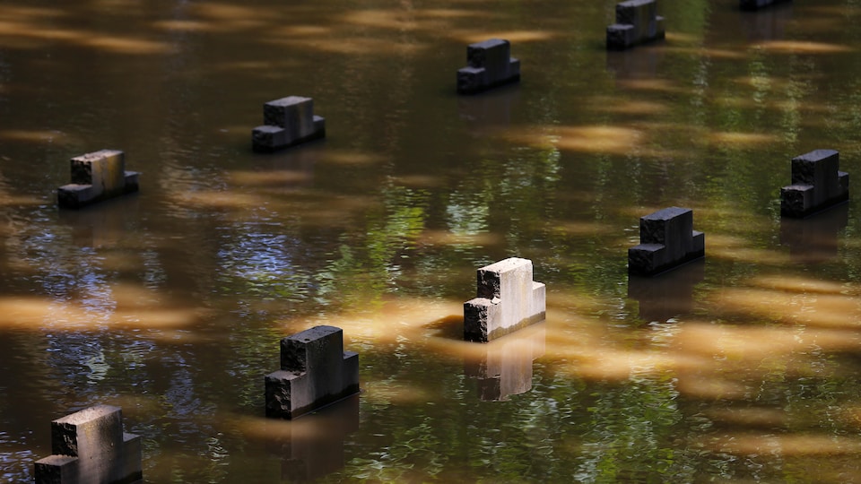 View of a flooded cemetery on July 17, 2021, following heavy rains in Erfstadt-Plzem, Germany.