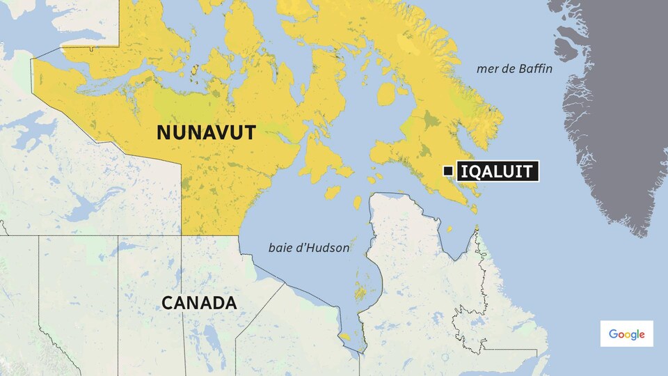 Carte du Canada situant le Nunavut et sa capitale, Iqaluit