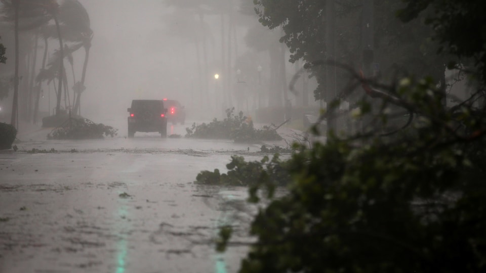 Des branches d'arbres et d'autres débris jonchent les rues dans plusieurs secteurs de la Floride.