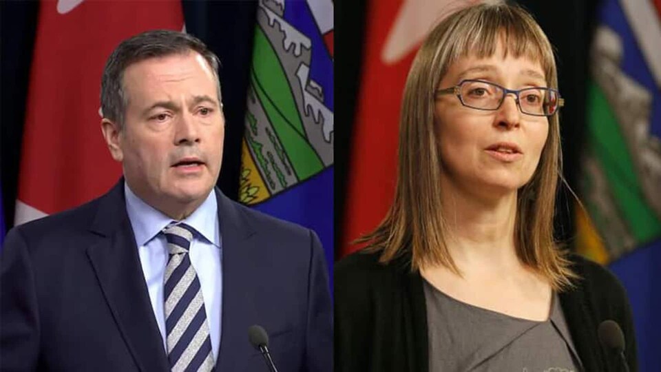 De gauche à droite : Jason Kenney et Deena Hinshaw.