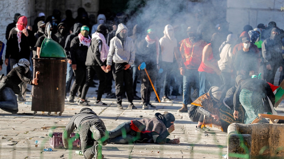 Clashes between demonstrators and police.