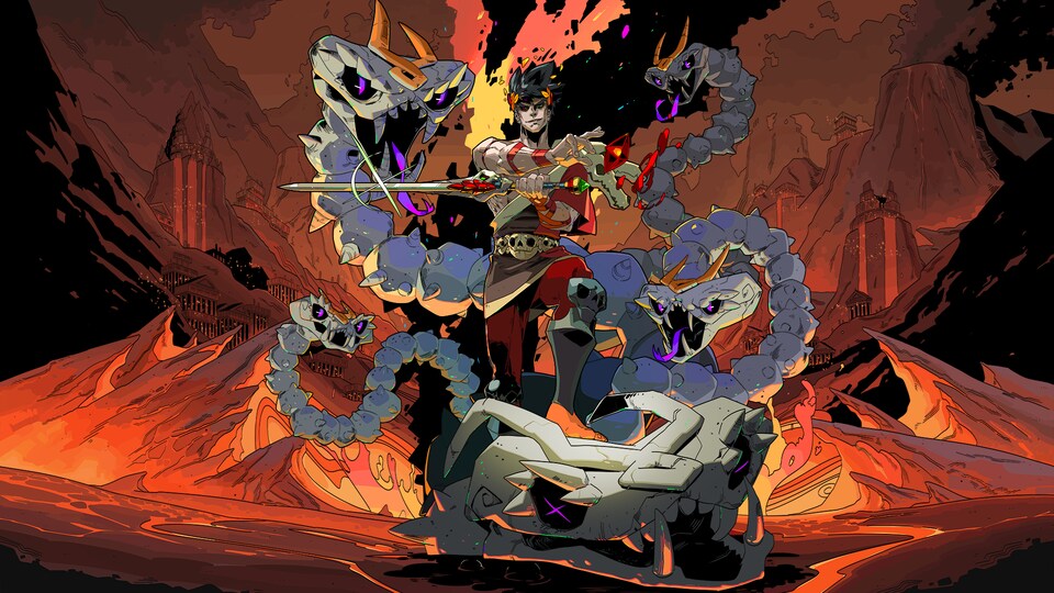 Un personnage de jeu vidéo ressemblant à un dessin animé avec des serpents dans ce qui semble être une caverne.