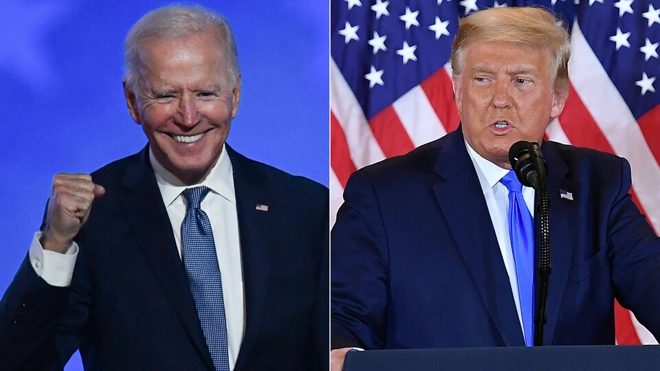 Montage photo de Joe Biden et de Donald Trump.