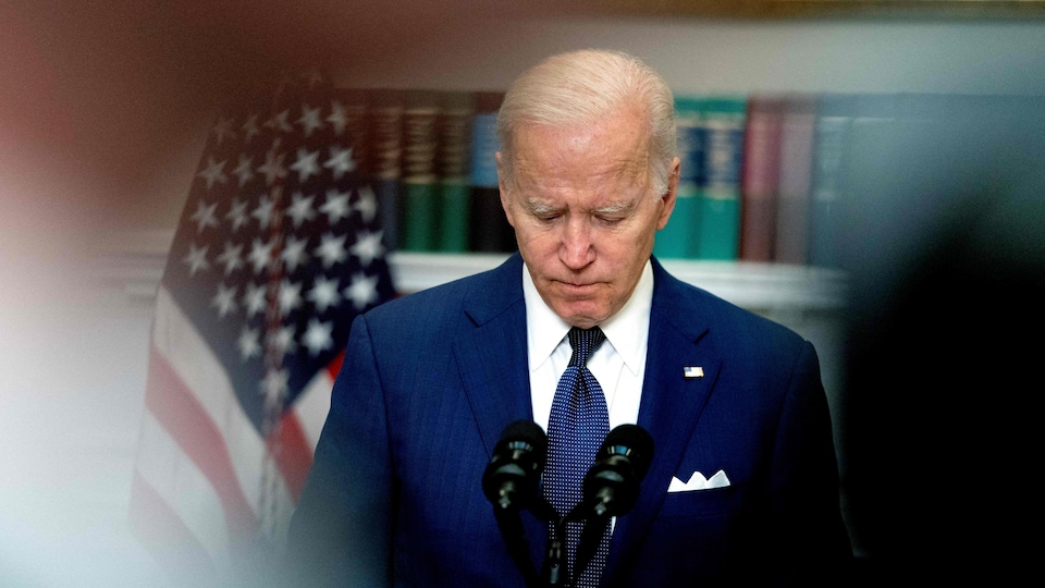 Joe Biden at a press conference.