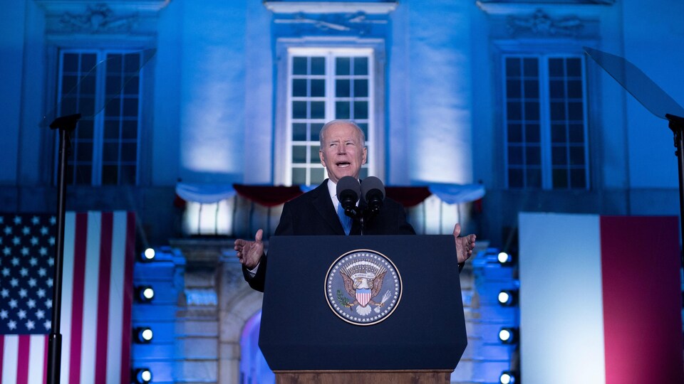 Joe Biden lors d'un discours au château royal de Varsovie, en Pologne.
