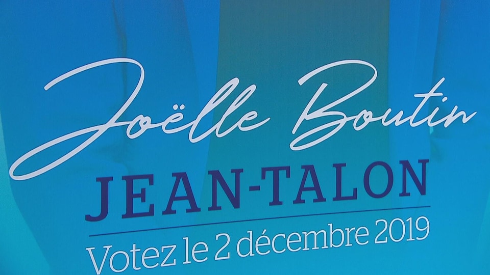 La pancarte de Joël Boutin avec la date de l'élection partielle dans Jean-Talon.