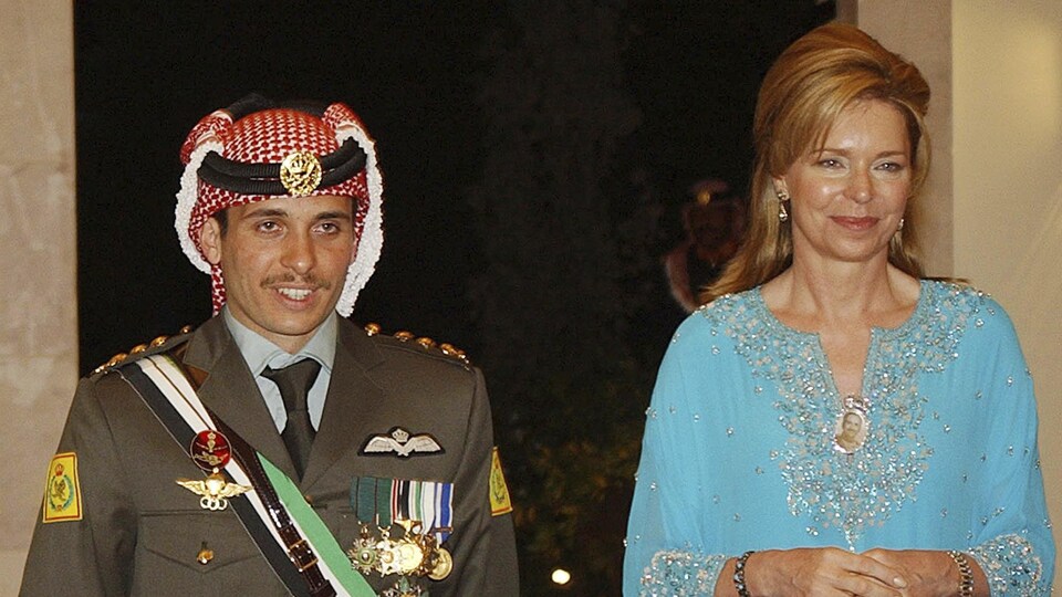 Queen Noor and her son Prince Hamza of Jordan in 2004. 