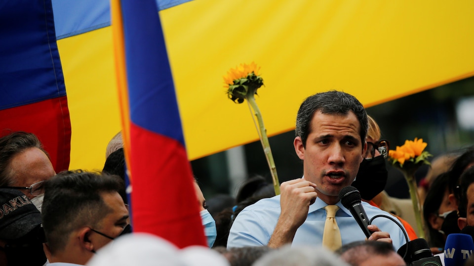 Juan Guaido on a march in support of war victims in Ukraine, in Caracas.