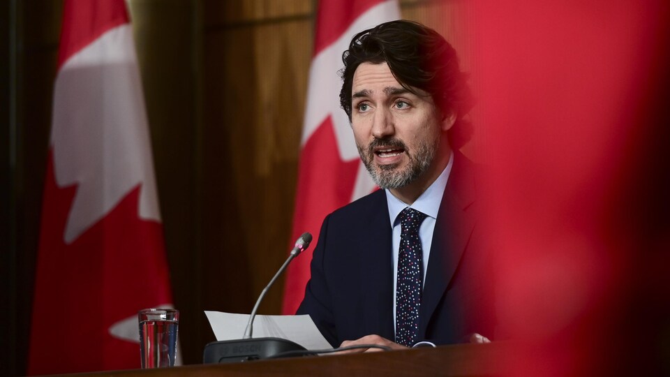 Justin Trudeau en conférence de presse.