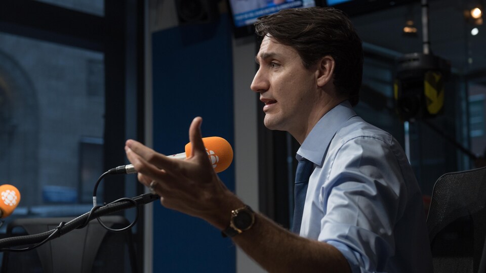 Le premier ministre Justin Trudeau lors de son passage à Québec. 