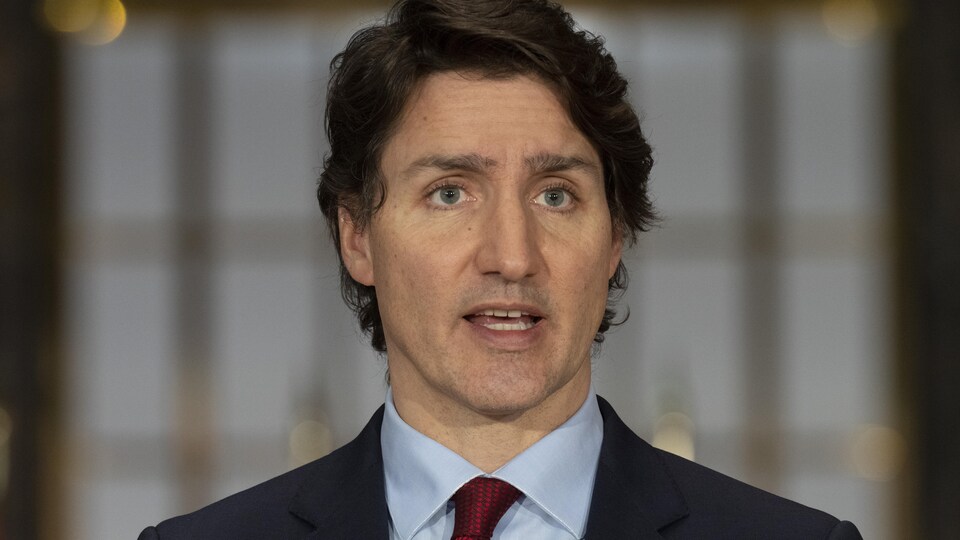 Le premier ministre du Canada, Justin Trudeau, en point de presse.