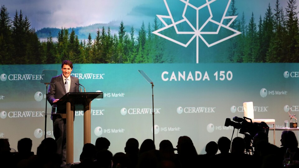 Le premier ministre Justin Trudeau à la CERAWeek, jeudi soir