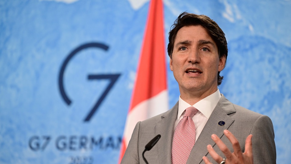 Le premier ministre canadien Justin Trudeau en point de presse.