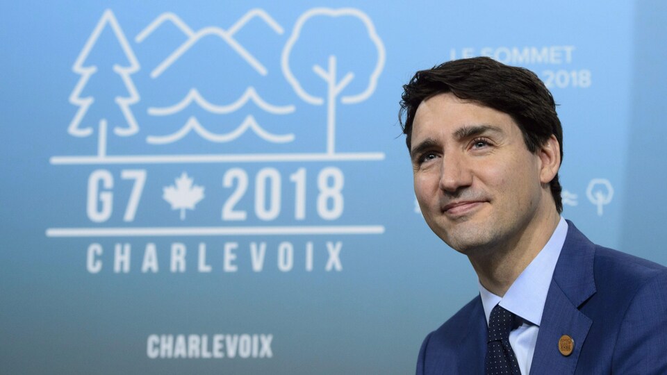 Le premier ministre du Canada Justin Trudeau prend part aux discussions du Sommet du G7, qui se déroule à La Malbaie.