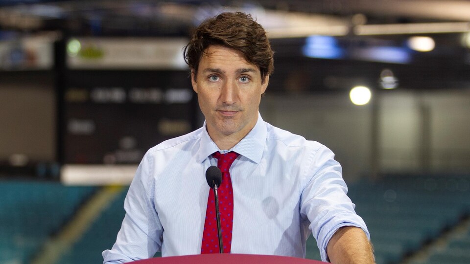 Justin Trudeau lors d'une annonce à Moncton.