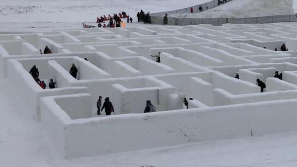 Une portion du labyrinthe de neige de la ferme A Maze in Corn, à Saint-Adolphe, au Manitoba.