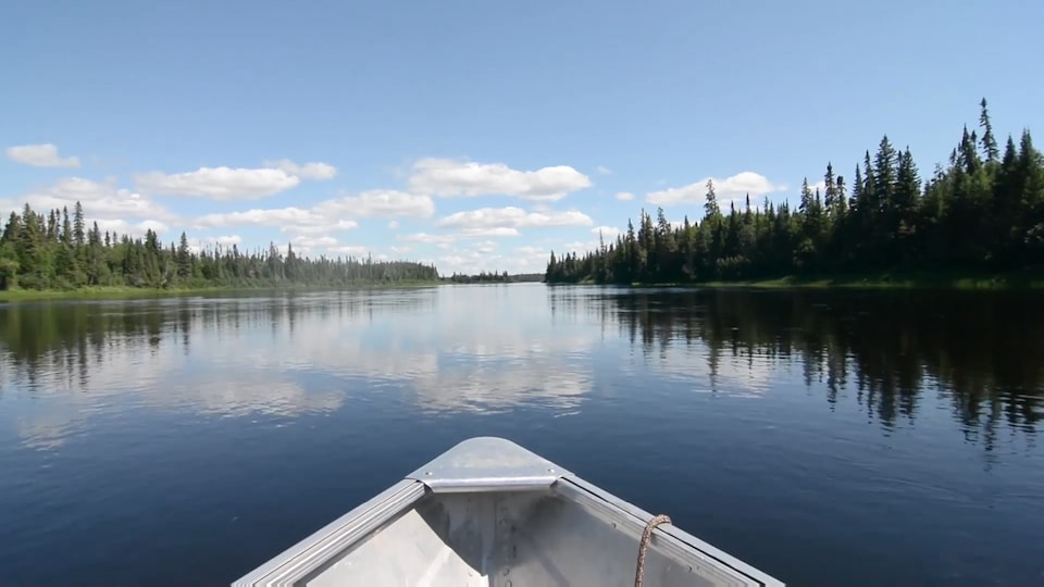 Une barque sur un lac.
