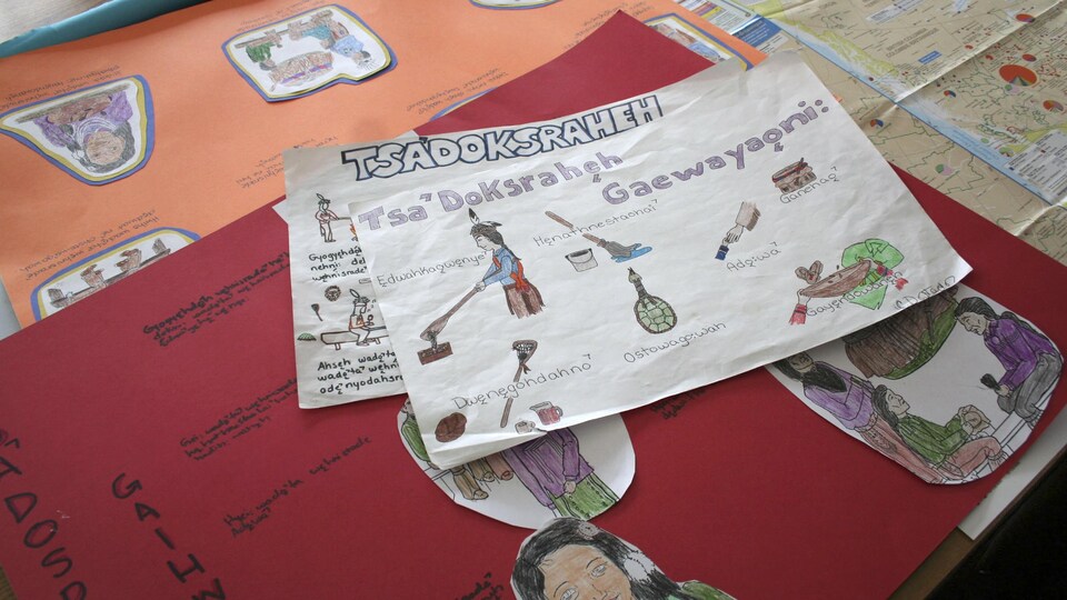 Le travail d'élèves de l'école Gaweni:yo, dans la réserve des Six Nations.