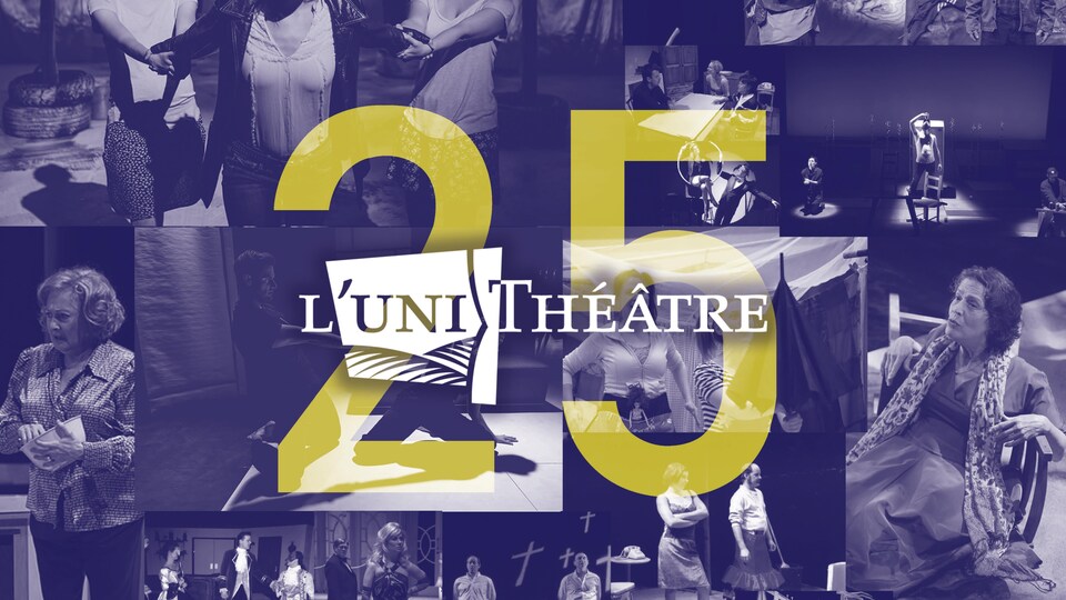 Le logo de L'UniThéâtre surimposé sur le chiffre 25