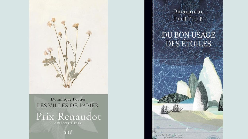 Les deux pages couvertures des romans, côte à côte. Celle de gauche porte un bandeau où il est écrit Prix Renaudot.
