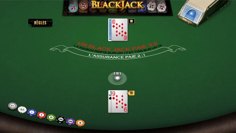 Un jeu de blackjack virtuel de Loto Atlantique.