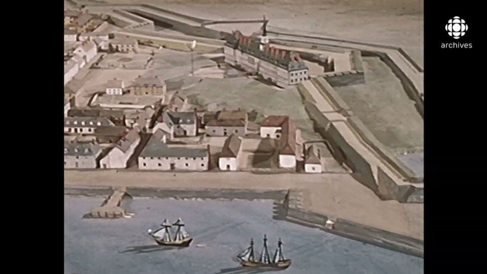 Aperçu d'un tableau représentant Louisbourg pendant la Nouvelle-France.
