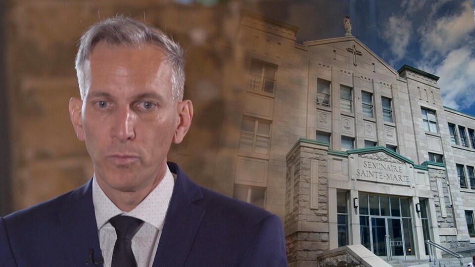 Un montage photo de Luc Trudel à gauche et du Séminaire Sainte-Marie à droite.