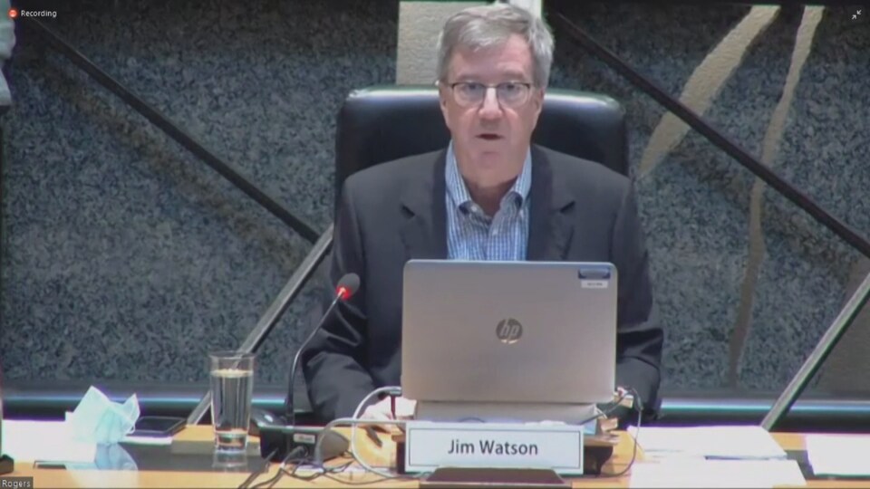 Capture d'écran du maire lors de la séance du conseil municipal.