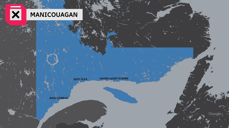 La carte du territoire de la Manicouagan.