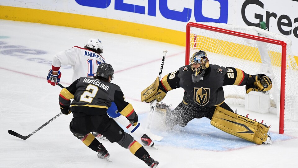 Josh Anderson en échappée face au gardien Marc-André Fleury