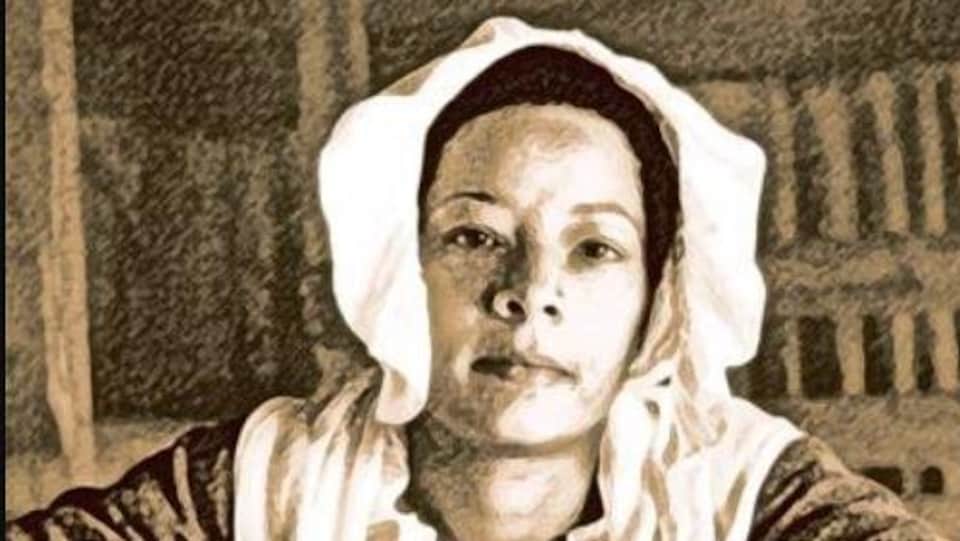 Une jeune femme noire, vêtue d'un bonnet et d'un fichu en vogue au 18e siècle.
