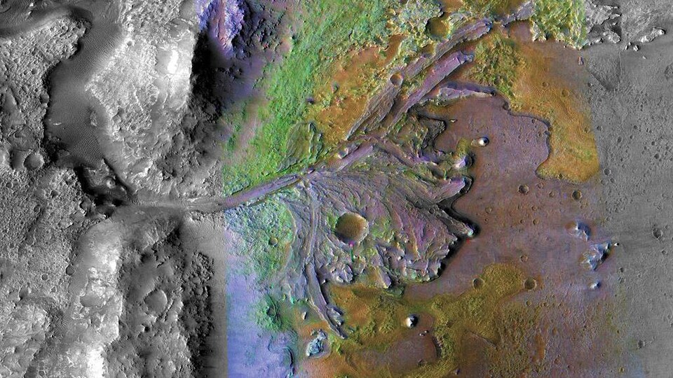 Le delta du cratère Jezero sur Mars.