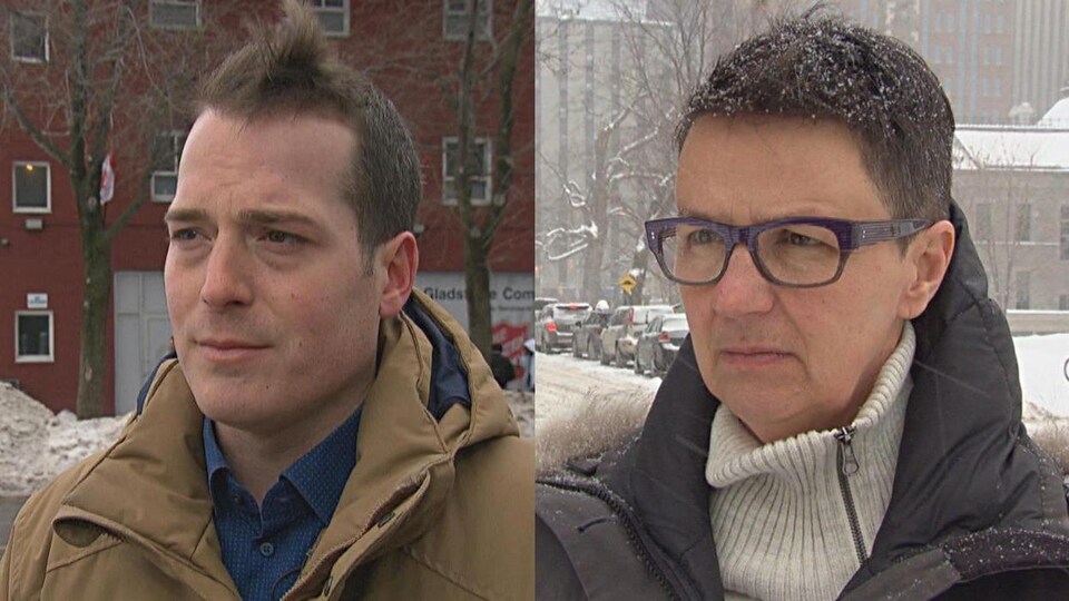 Un montage photo montre les deux conseillers en entrevue à l'extérieur l'hiver.