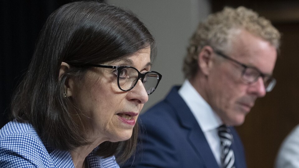 Danielle McCann et Jean Boulet en conférence de presse.