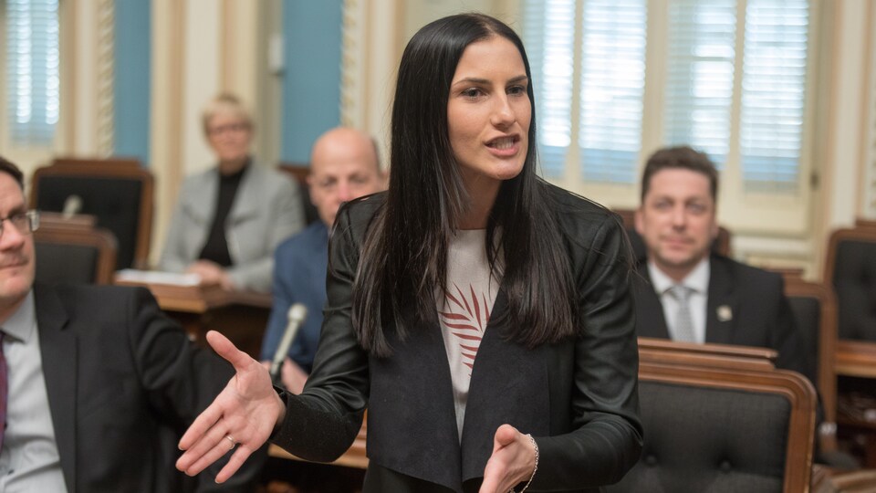 Méganne Perry-Mélançon à l’Assemblée nationale de Québec le 28 février 2019.
